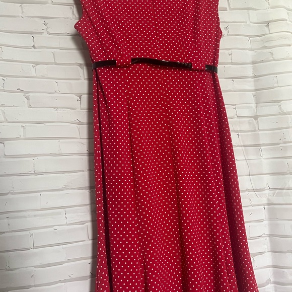 EUC NorthStyle polka dot red dress fit and flare Size 14P runs large fits 10 - Picture 8 of 13